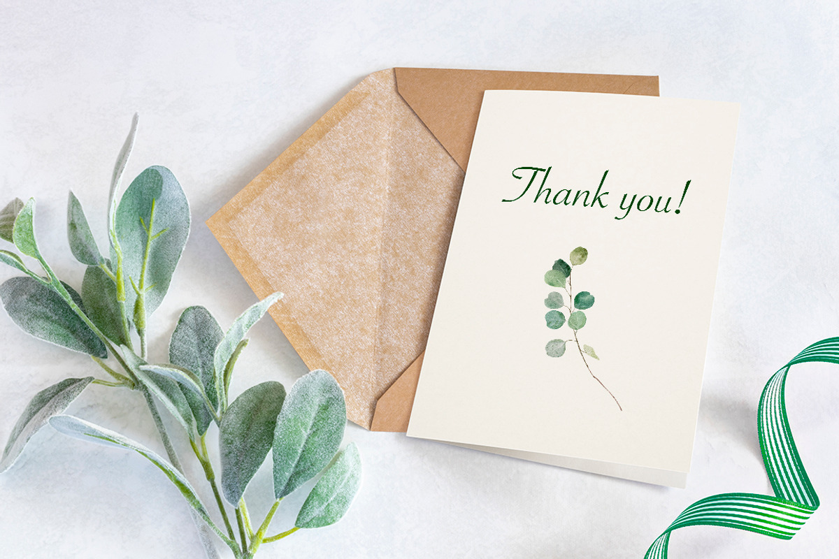 Greenery set, watercolor, gold line, a Decorative Illustration by mArtstore (Photo 10 of 10)