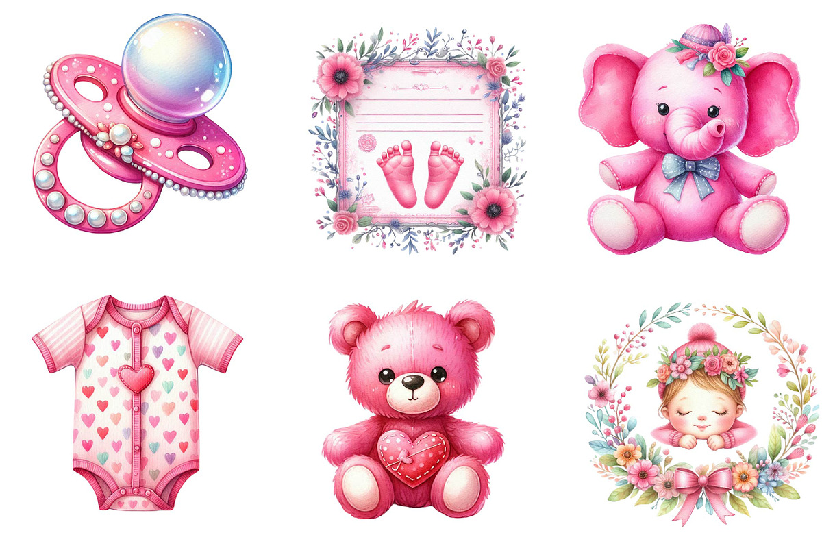 Pink Baby Girl Nursery Clipart, an Icon by Dream Creation (Photo 3 of 6)