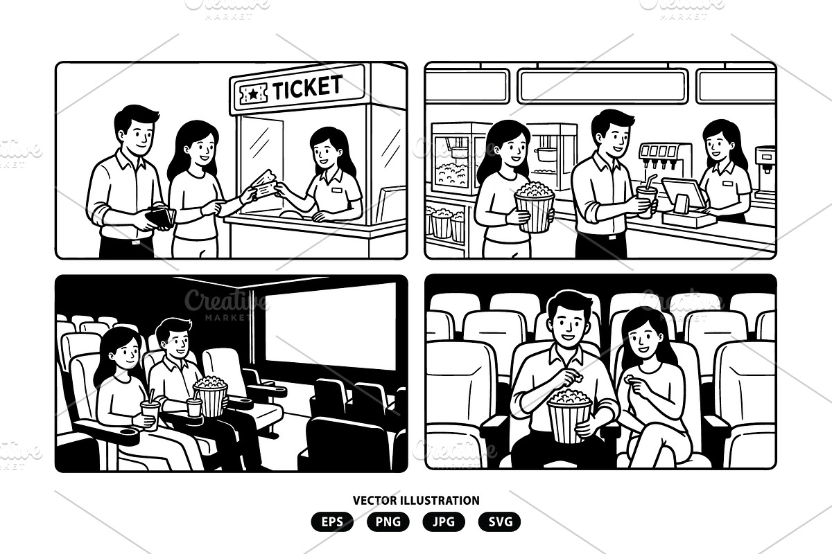 Couple watching at the cinema, a Person Illustration by Vectorlina (Photo 3 of 3)
