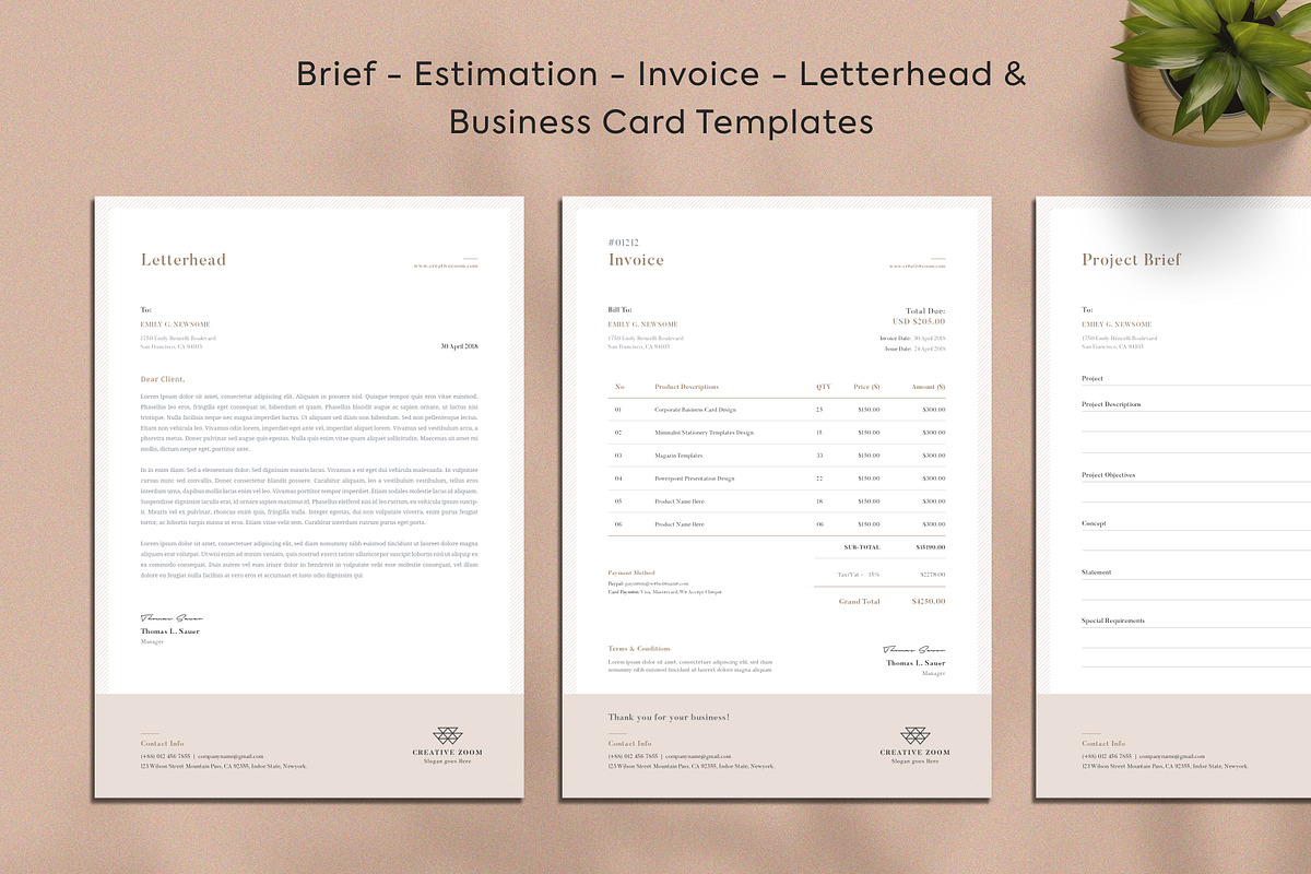 Invoice | Estimate | Letterhead, a Stationery Template by CreativeZoom (Photo 1 of 6)