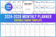 Editable 2024-2028 Monthly Planner, a Stationery Template by Designmela01 (Thumbnail 1 of 6)