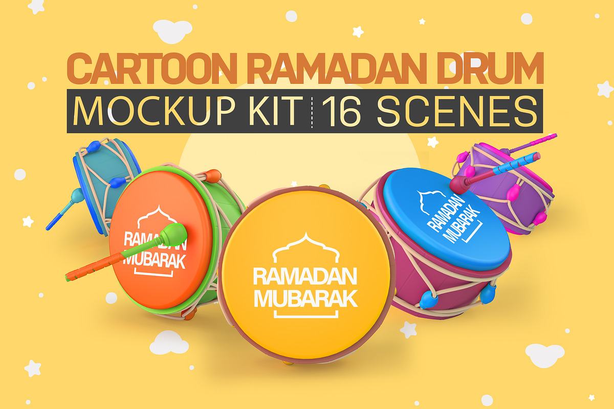 Cartoon Ramadan Drum Kit, a Product Mockup by Qaleb Studio (Photo 1 of 5)