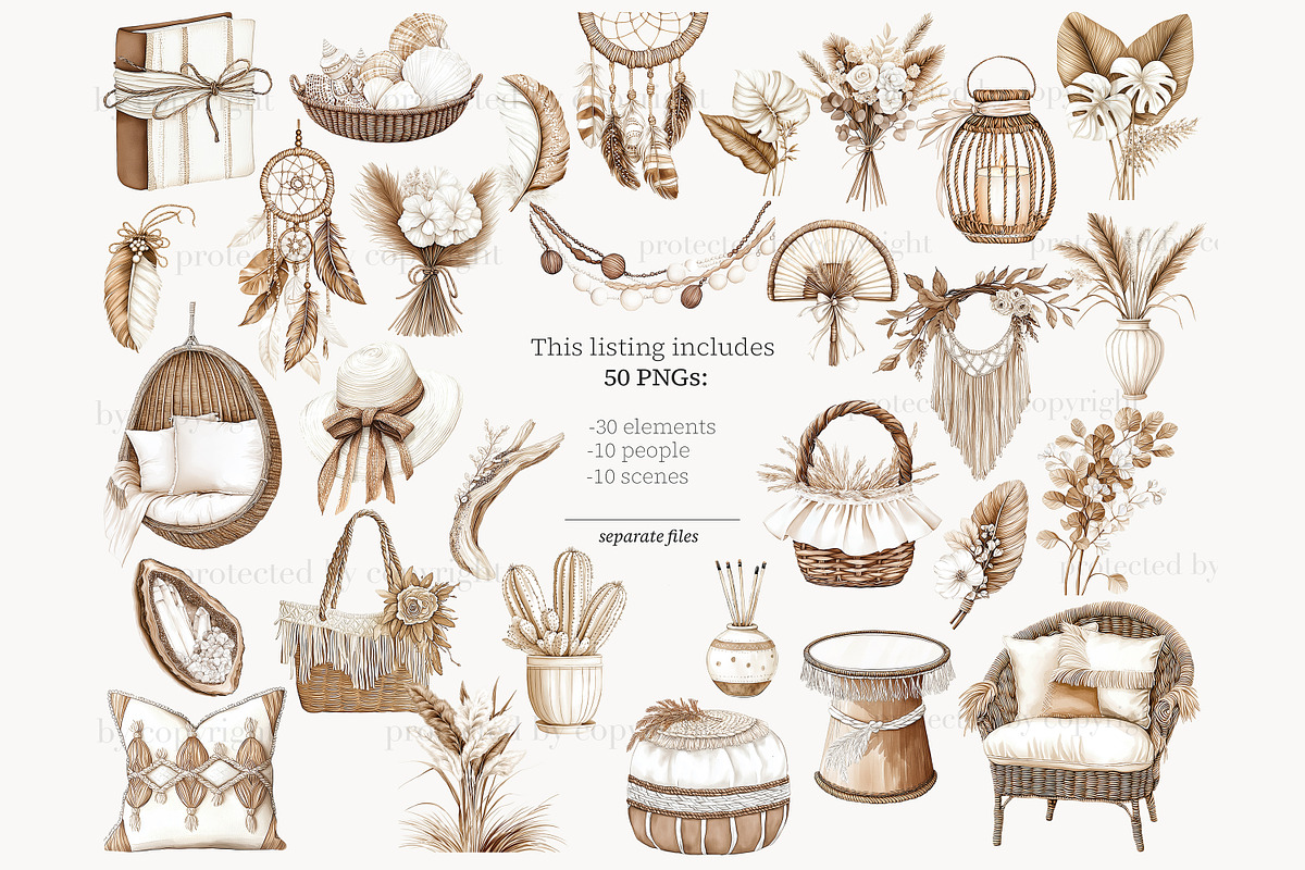 Summer Clipart Beach Art | Neutral, a Person Illustration by GlamArtZhanna (Photo 3 of 8)