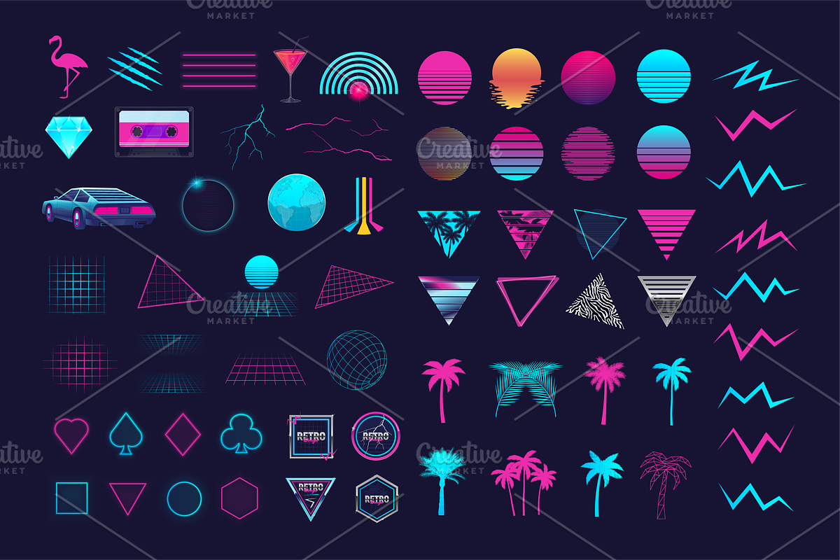 Neon Retro 80s Elements Pack, an Object Graphic by DenysHolovatiuk (Photo 2 of 10)