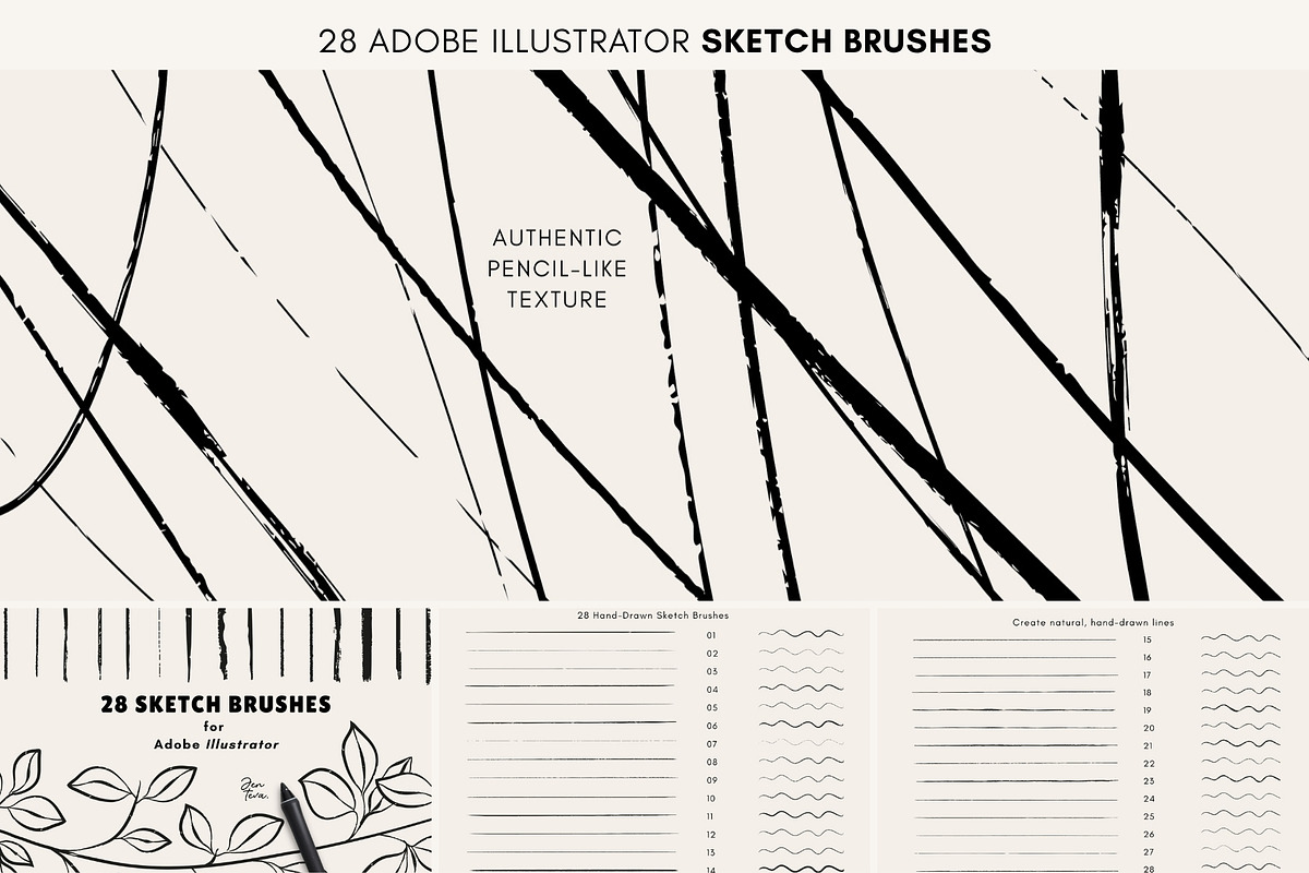 150 Illustrator Brush Bundle, a Brush Add-On by Jenteva Art (Photo 11 of 19)