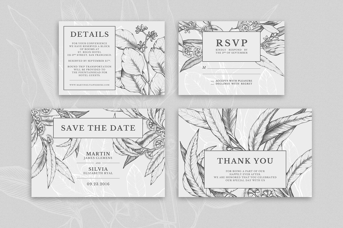 Eucalyptus Wedding Invitation Suite, an Invitation Template by Valeryia Aranovich (Photo 4 of 5)