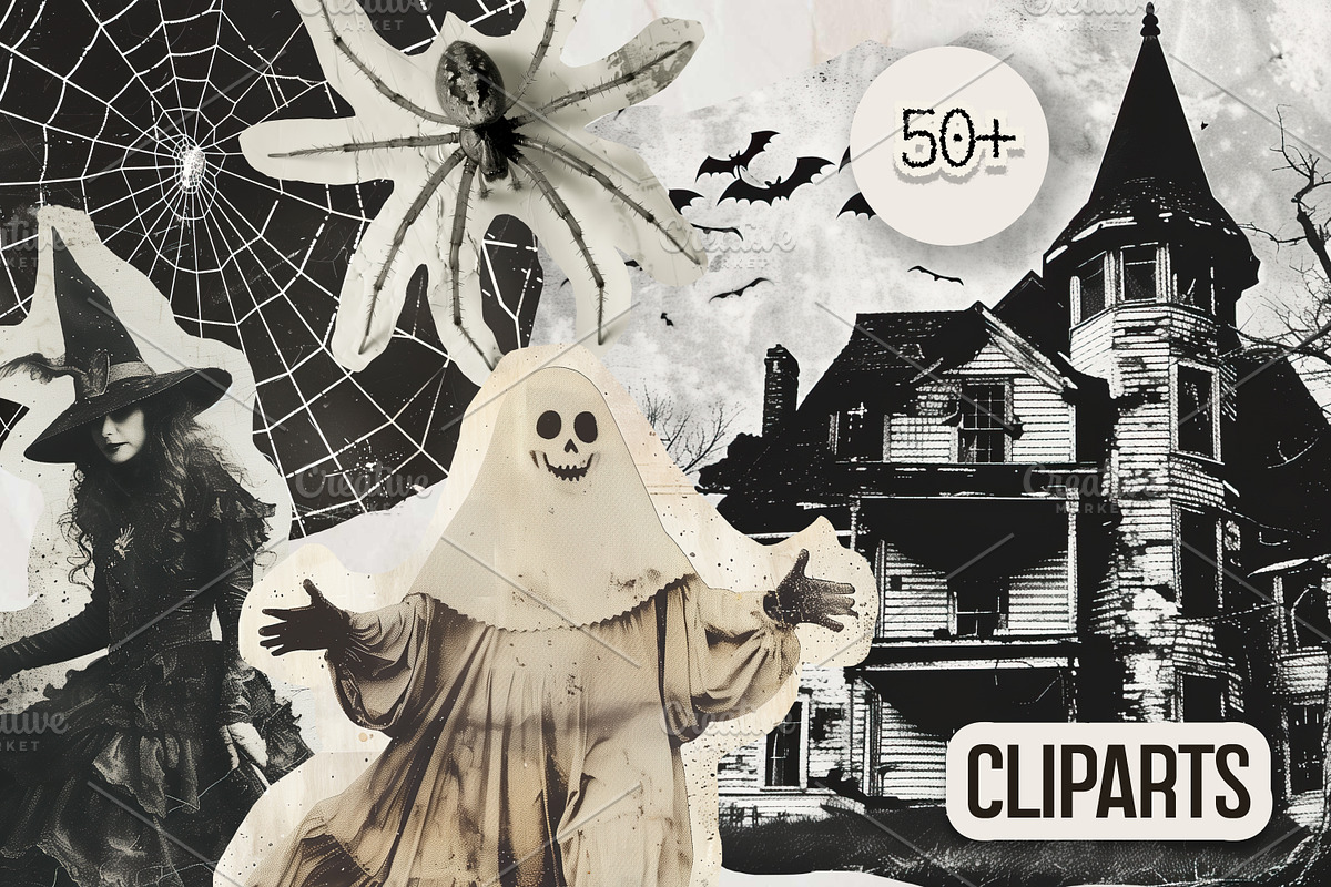 Halloween scrapbook collage stickers, a Seasonal Illustration by Art's and patterns (Photo 3 of 16)