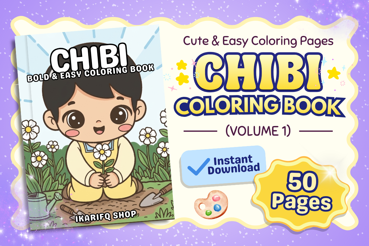 Chibi Printable Coloring Pages, a Person Illustration by ikarifq shop (Photo 2 of 7)