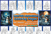 Winter Snowman Coloring Pages, an Animal Illustration by Design Station (Thumbnail 1 of 5)