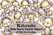 Baby Bunny Easter Clipart, an Illustration by Design Market (Thumbnail 1 of 3)
