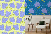 Hydrangeas floral vector pattern, a Pattern Graphic by Carpet Tapete Pretzel (Thumbnail 8 of 14)