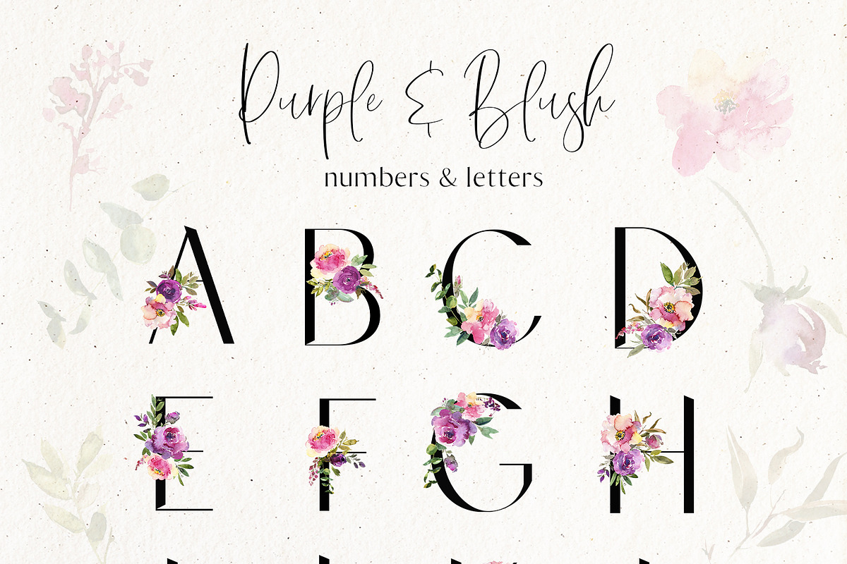 Purple Blush Watercolor Flowers PNG, an Illustration by whiteheartdesign (Photo 2 of 8)