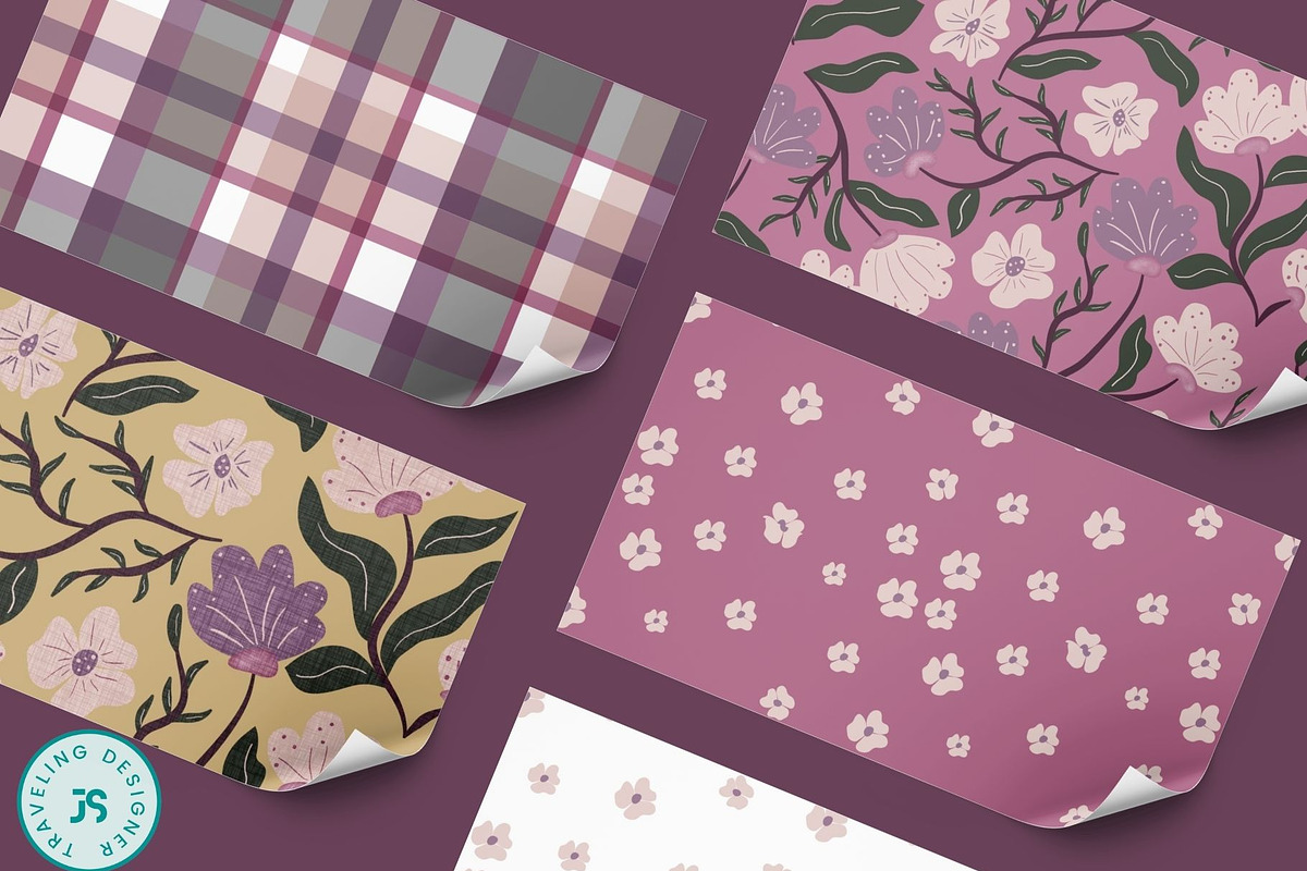 Floral Vintage Botanical Pattern Set, a Pattern Graphic by Traveling Designer (Photo 3 of 7)