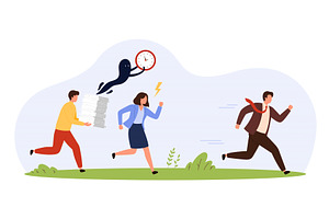 Stressed Chased Angry Boss, a Person Illustration by Flashvector