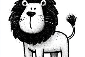 Cute lion doodle illustration on textured paper background, an Animal Photo by José Manuel Gelpi