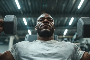 Muscular Man Gym Workout Dumbbells S, a Photo by Pixeness Studio