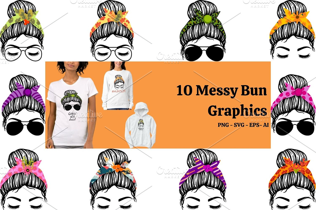 Messy Buns Clipart, an Object Graphic by Expose_Adam (Photo 1 of 3)