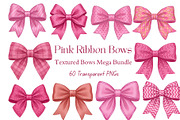 Pink Textured Bows Mega Bundle, a Decorative Illustration by Stellalunarts (Thumbnail 1 of 7)