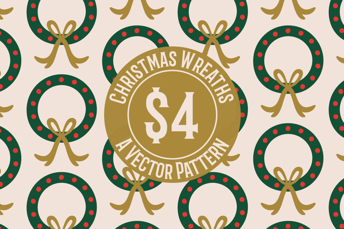 Christmas Wreath Vector Pattern, a Pattern Graphic by K McCormack Designs (Photo 1 of 4)