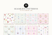 Pastel Wildflowers & Bows Clipart, a Decorative Illustration by OKArtHub (Thumbnail 9 of 11)