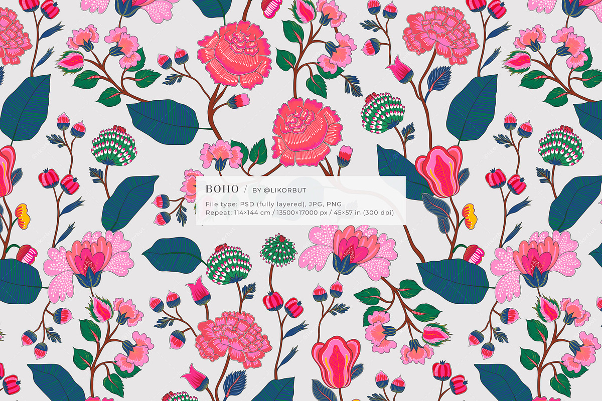 Boho Chintz Oriental Ethnic Pattern, a Pattern Graphic by likorbut (Photo 2 of 11)