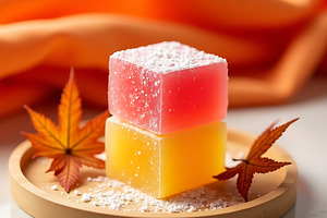Two layered colorful japanese wagash, a Food & Drink Photo by Artonix
