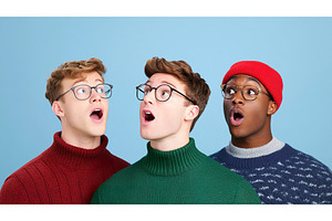 Three young men expressing surprise, a Person Photo by Lermont51
