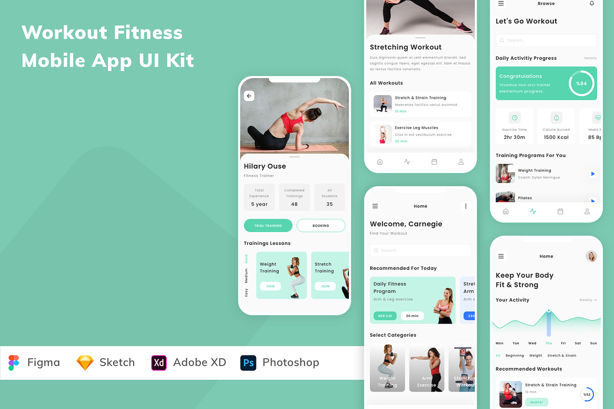 Workout Fitness Mobile App UI Kit, an UI Kit Template by Betush