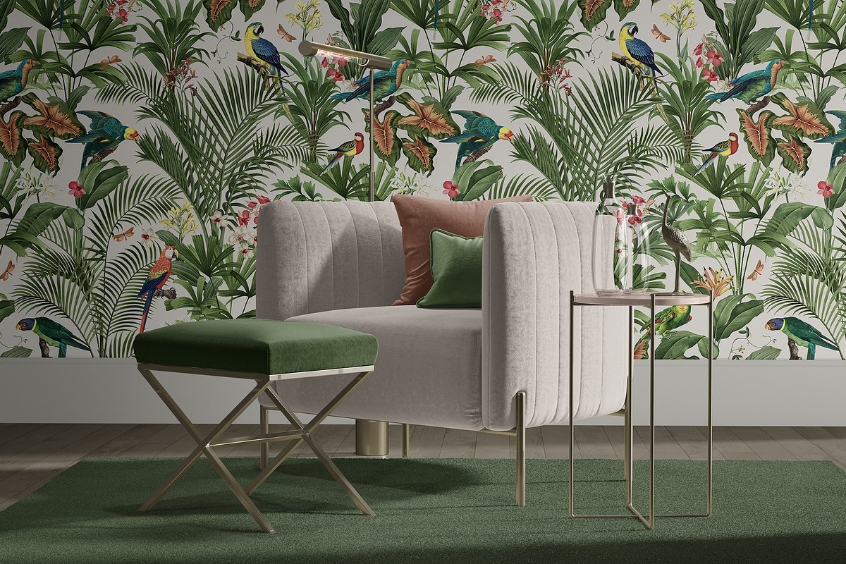 Vintage Wild Parrot Seamless Pattern, a Wallpaper Graphic by Yello_illustration (Photo 10 of 14)