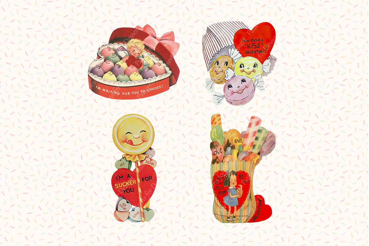 Retro Valentine's Day Clip Art, a Seasonal Illustration by Patterns for Dessert (Photo 3 of 6)