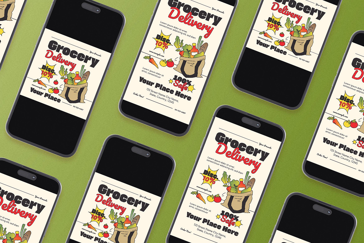 Modern Grocery Delivery Flyer Set, a Flyer Template by Aiyari Graphic (Photo 2 of 3)