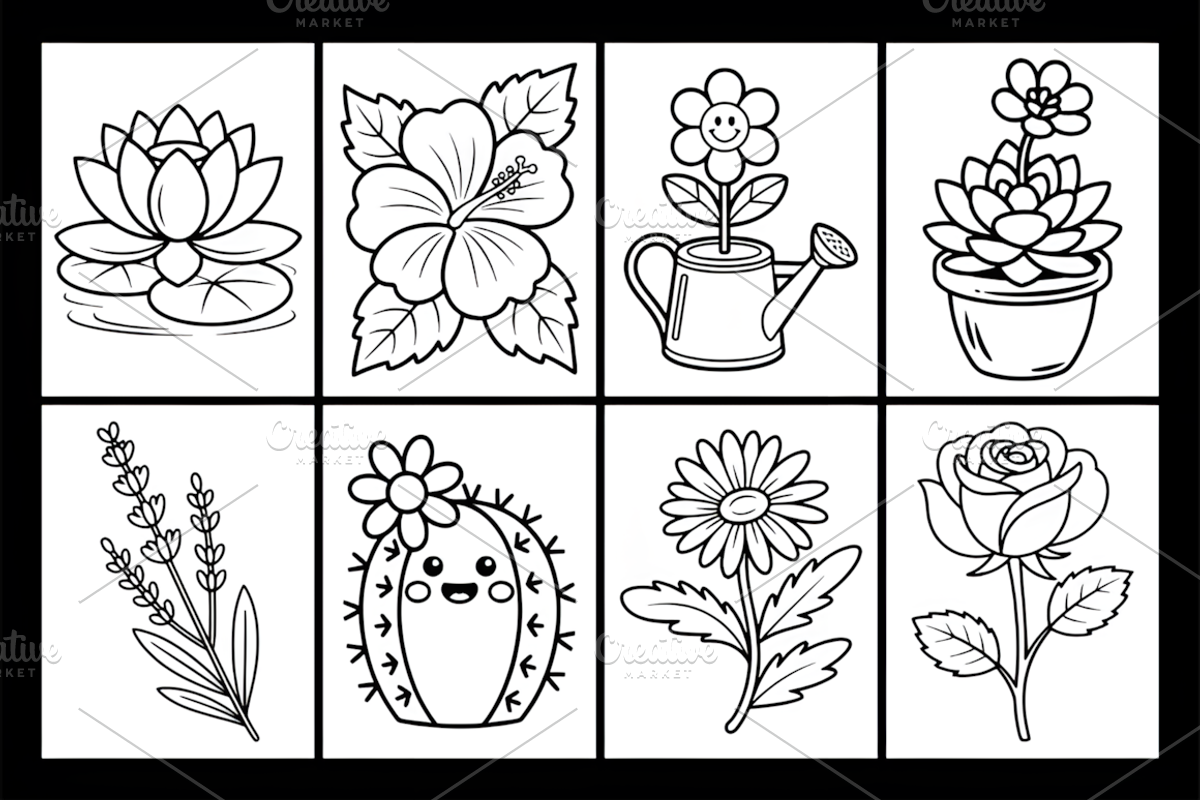 Stress Relief Flower Coloring Book, a Decorative Illustration by Design Station (Photo 3 of 3)