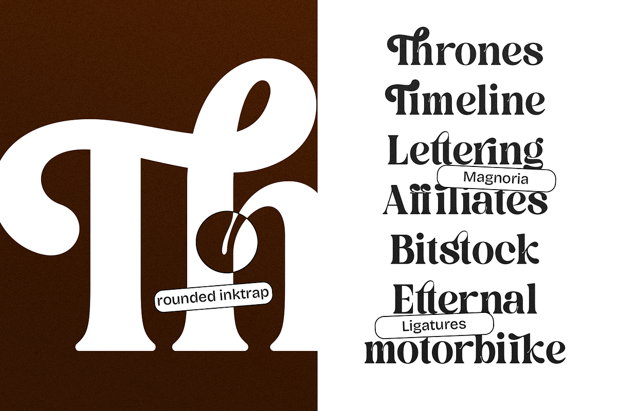 Magnoria – A Playful & Groovy Retro, a Sans Serif Font by Typetemp Studio (Photo 10 of 19)