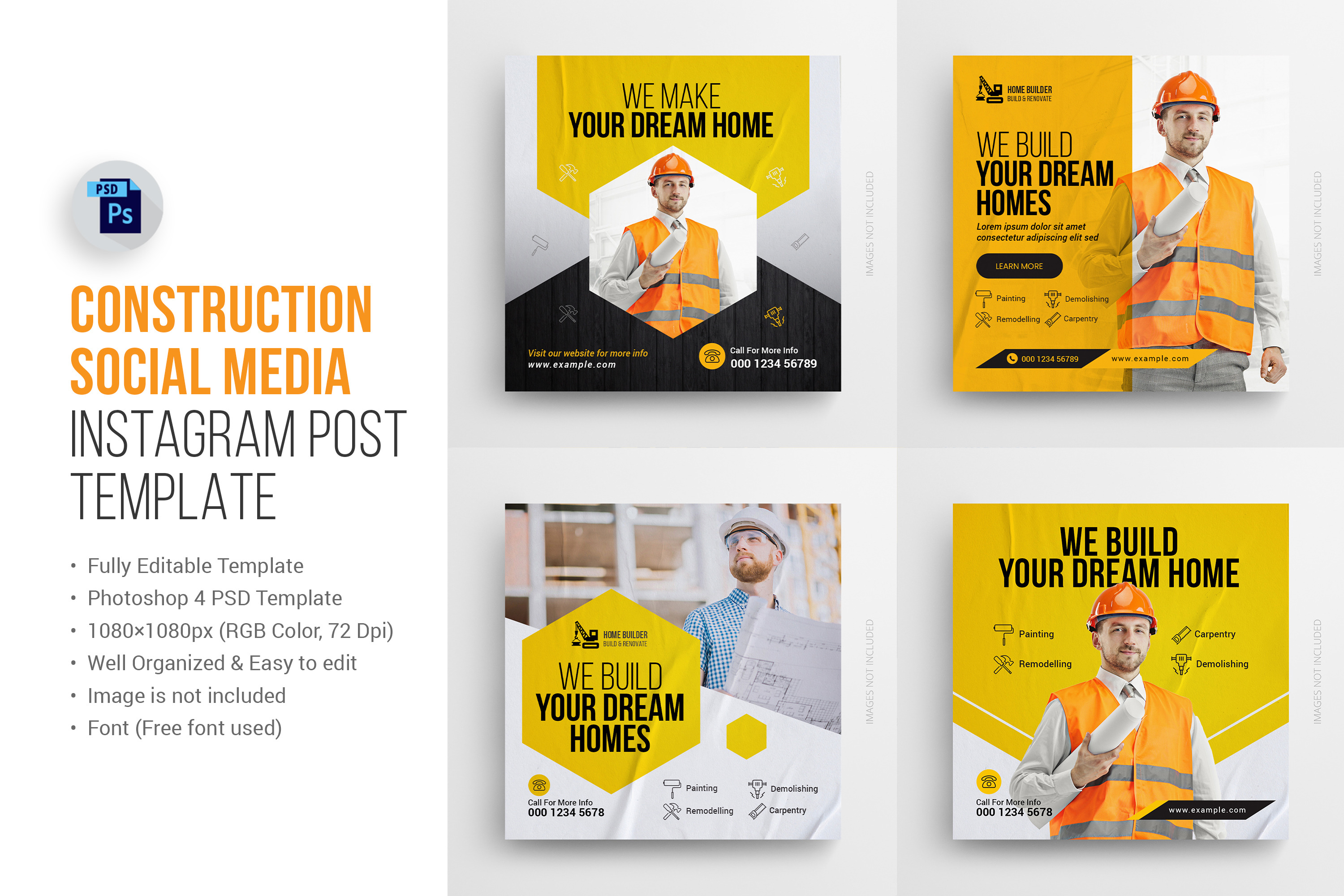 Construction Social Media Post, a Social Media Template by DesignOriel, image size:3000x2000