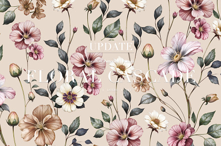 Floral Cascade Seamless Patterns, a Pattern Graphic by LEAFure