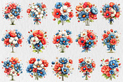 Whimsical Patriotic Flowers Clipart, a Seasonal Illustration by Rose Art (Thumbnail 2 of 6)