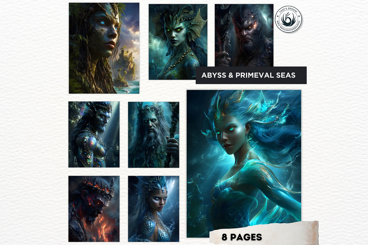 Primordial Greek Gods Digital Papers, a Person Illustration by ThatsDesignArt (Photo 6 of 10)