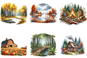 Watercolor Autumn Landscapes Clipart, a Seasonal Illustration by DreamArtGraphic (Thumbnail 3 of 3)