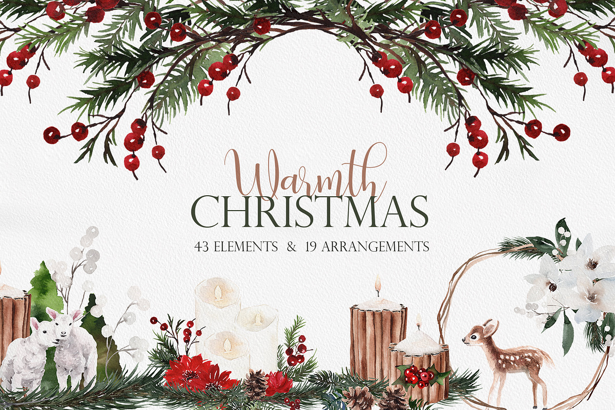 Watercolor clipart -Warmth Christmas, an Illustration by Beigetime (Photo 1 of 9)