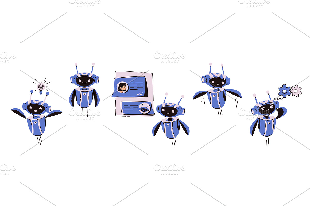 AI chatbots set isolated on white, a Technology Illustration by art PVP - market