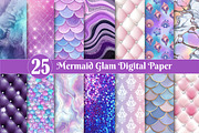 Mermaid Glam Digital Paper, an Illustration by Dream Creation (Thumbnail 1 of 6)