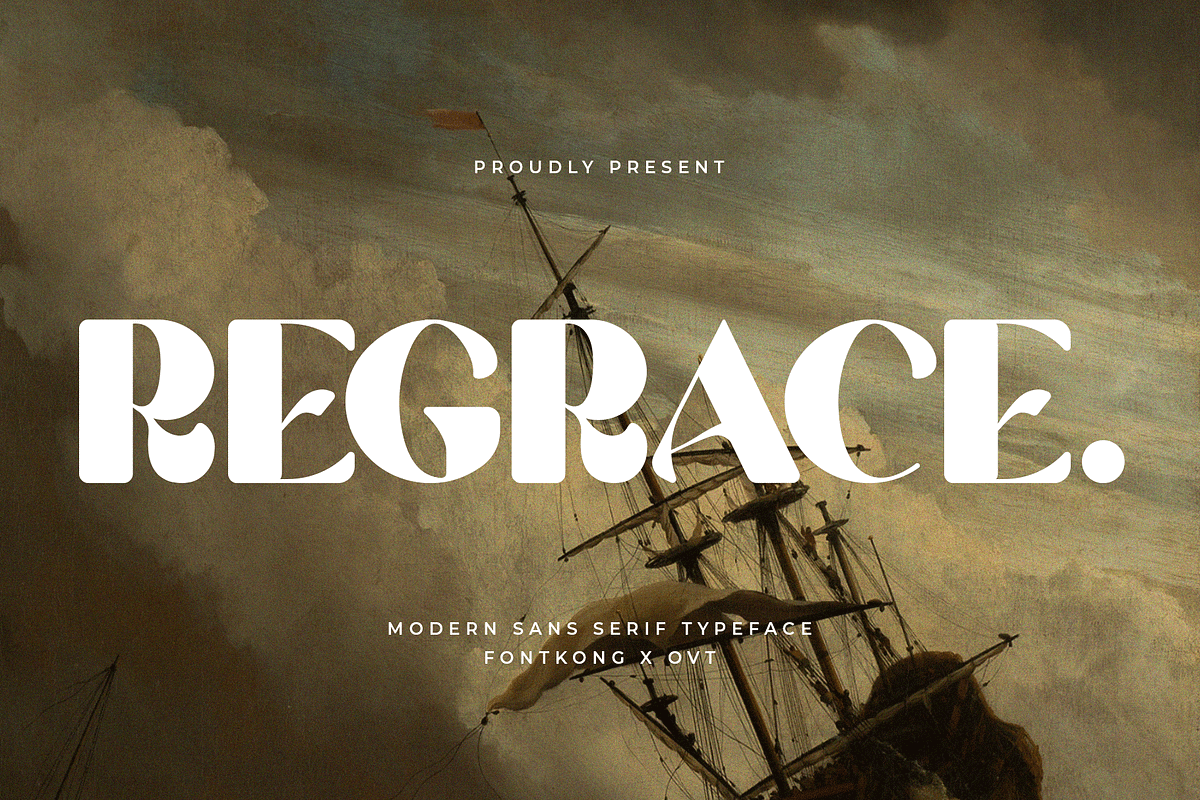 Regrace - Modern Sans Serif Typeface, a Sans Serif Font by overlaytemplates (Photo 1 of 5)