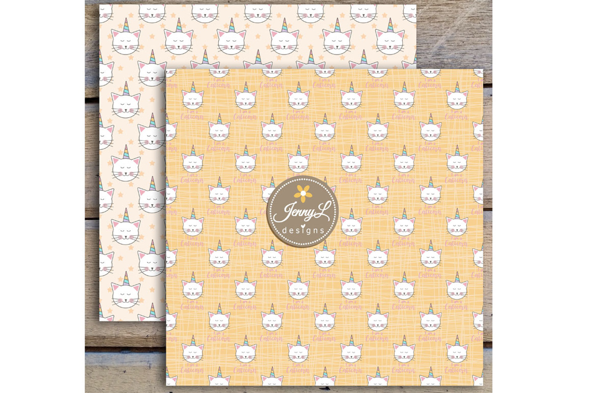 Caticorn Cat Digital Paper & Clipart, a Pattern Graphic by JennyL Designs (Photo 5 of 8)