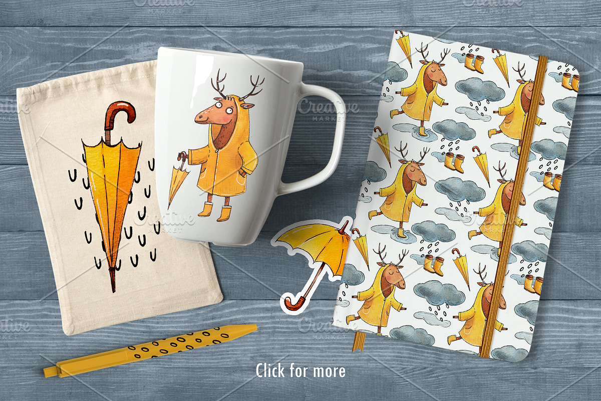 Rainy Mood set, an Animal Illustration by Ekaterina Goncharova (Photo 4 of 5)