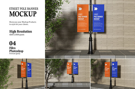 Street Pole Banner Mockup