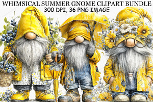 Whimsical Summer Gnome Clipart PNG, an Illustration by Canvas Craft
