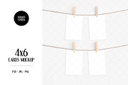 4x6 cards mockup with clothespins, a Print Template by Dorado Stock (Thumbnail 1 of 3)