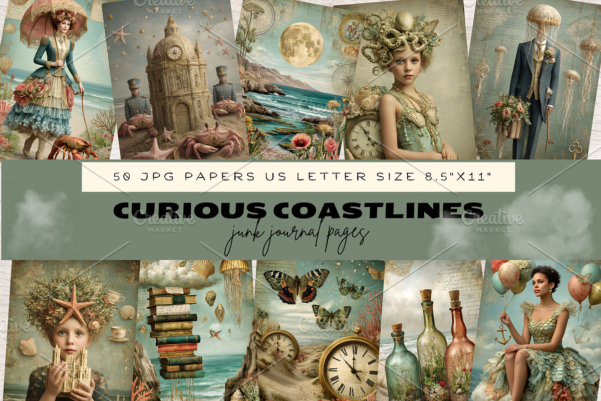 SURREAL RETRO BEACH JUNK JOURNAL, a Decorative Illustration by Daring Digies (Photo 1 of 8)