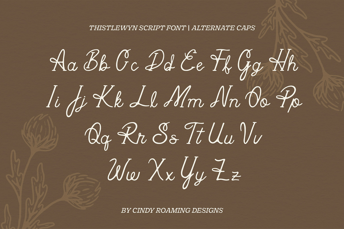 Thistlewyn by Cindy Roaming Designs, a Script Font by cindyroamingdesigns (Photo 4 of 6)
