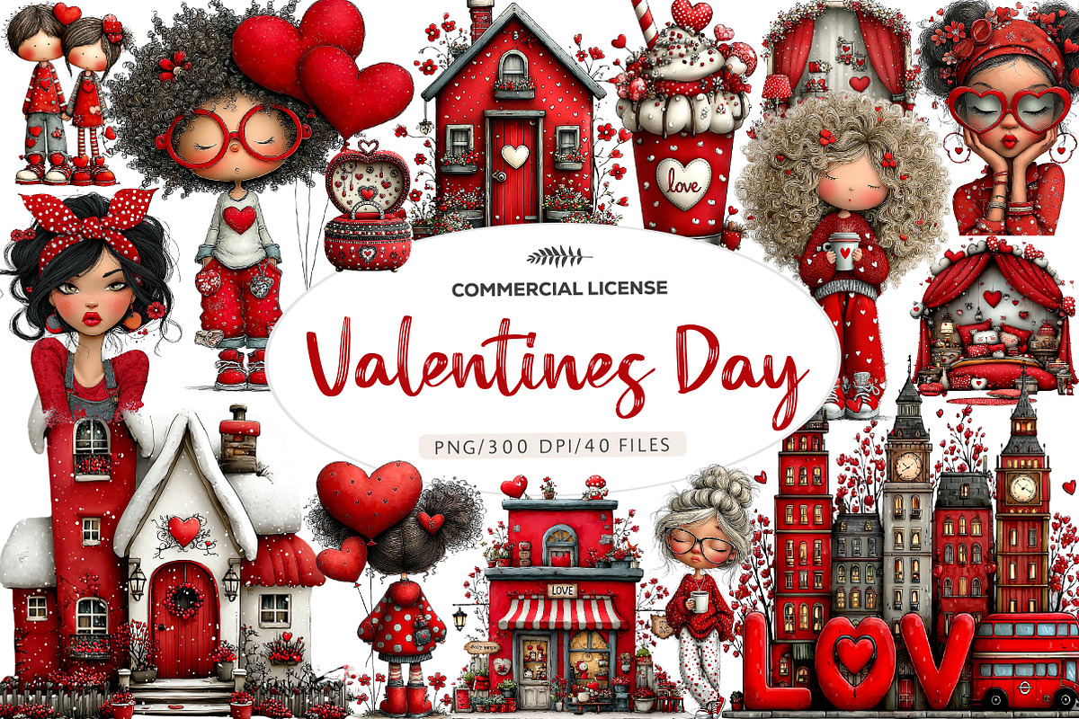 Watercolor Valentine Clipart, an Illustration by CreationArt (Photo 1 of 4)